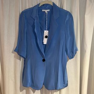 Annie Griffin blue short sleeve shirt fitted blazer-NWT